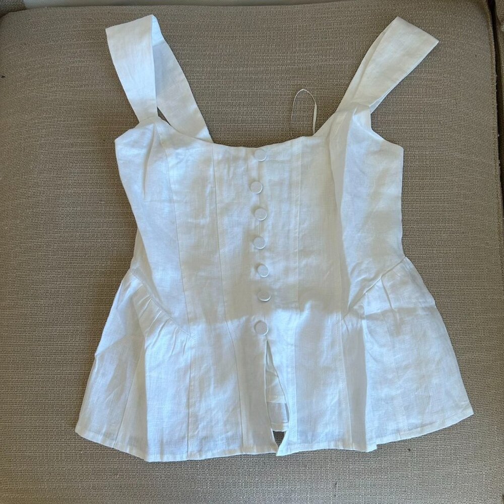 NEW Reformation Evie Linen Top Sz4 White - Picture 5 of 9